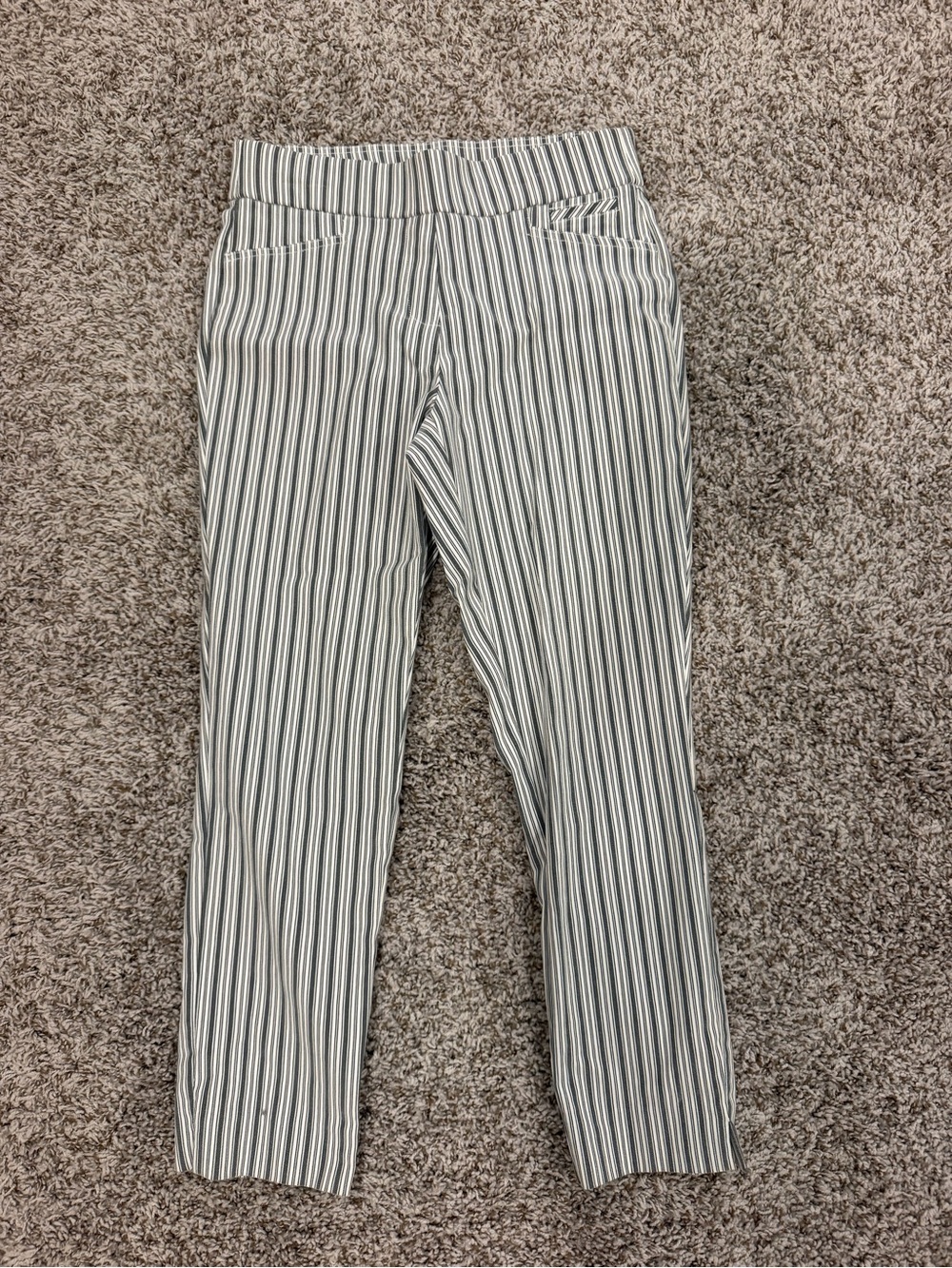Striped Pull-On Women’s Pants - White and Black